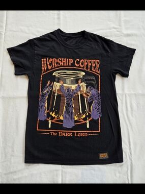 Steven Rhodes Worship Coffee 'The Dark Lord' Black Graphic T-shirt Size S